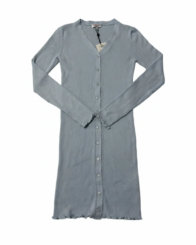 Don't Call Me Jennyfer Sky Blue Ribbed Knit Button-Down Mini Dress W/Tags
