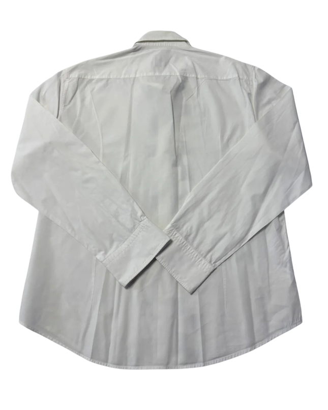 BOSS White Slim Fit Geometric Graphic Front Cotton Shirt