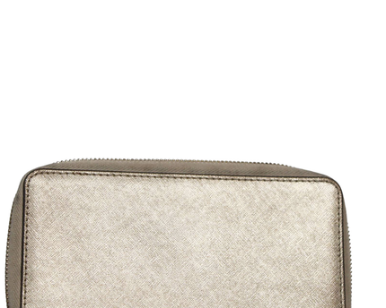 Michael Kors Gold Saffiano Leather Zip-Around Wristlet Wallet