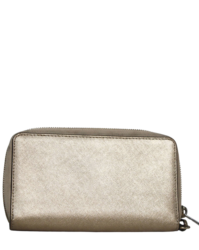 Michael Kors Gold Saffiano Leather Zip-Around Wristlet Wallet