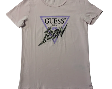 GUESS Pink Icon Embellished Graphic Tee