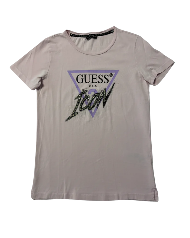 GUESS Pink Icon Embellished Graphic Tee