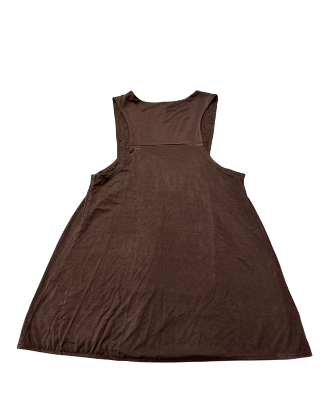 Fifth Avenue Brown Beaded Neckline Boho Sleeveless Top
