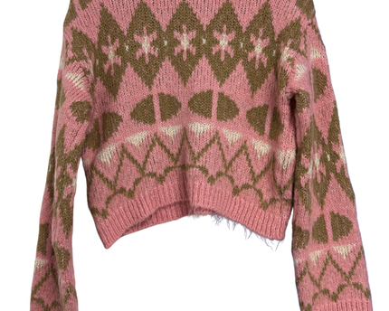 Reserved Pink Patterned Eco Aware Chunky Knit Sweater