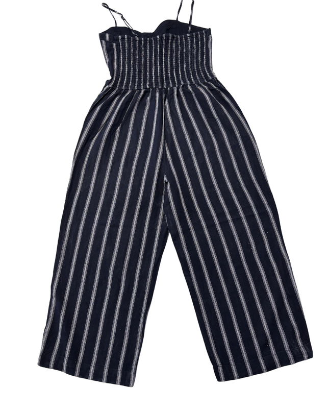 Abercrombie & Fitch Navy Striped Wide Leg Jumpsuit