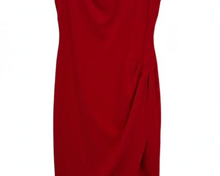 Calvin Klein Red Sleeveless Draped Neckline Sheath Dress