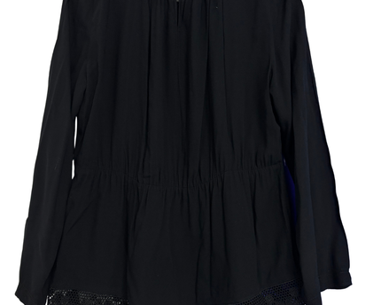 Mango Black Lace Trim Pleated Blouse