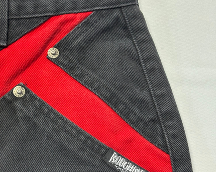 Roughrider by Circle T Vintage Black High-Waisted Western Jeans with Red Yoke