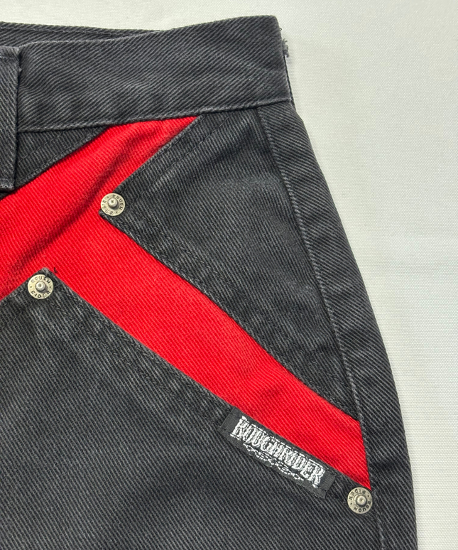 Roughrider by Circle T Vintage Black High-Waisted Western Jeans with Red Yoke