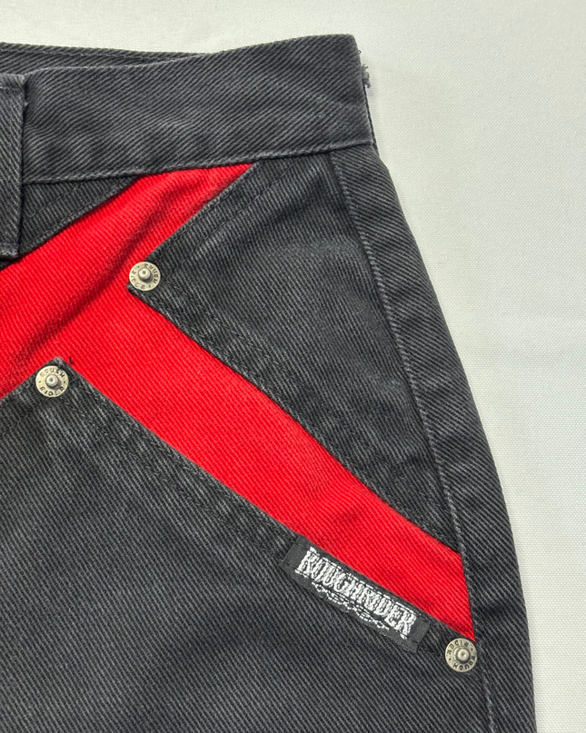 Roughrider by Circle T Vintage Black High-Waisted Western Jeans with Red Yoke