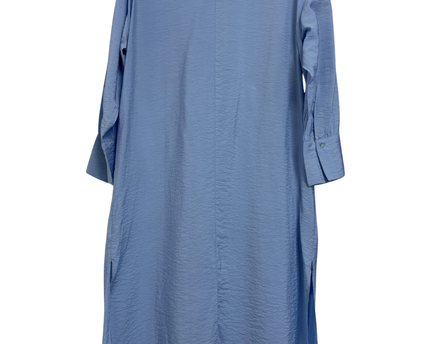 H&M Blue Tie-Waist Long Sleeve Midi Shirt Dress