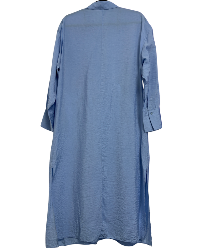 H&M Blue Tie-Waist Long Sleeve Midi Shirt Dress