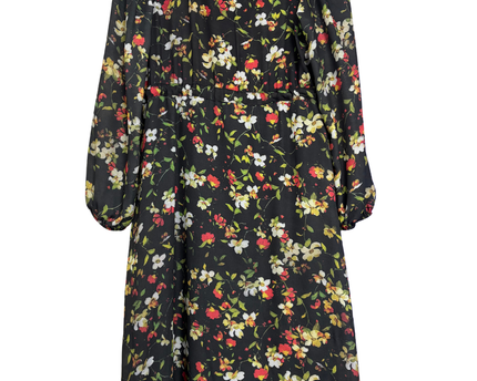 Trendyol Black Floral Button-Down Midi Dress