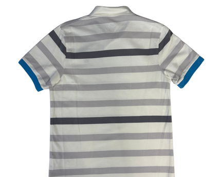 Nike White and Grey Striped Performance Polo Shirt