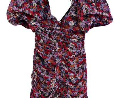 Zara Multicolor Floral Ruched Mini Dress