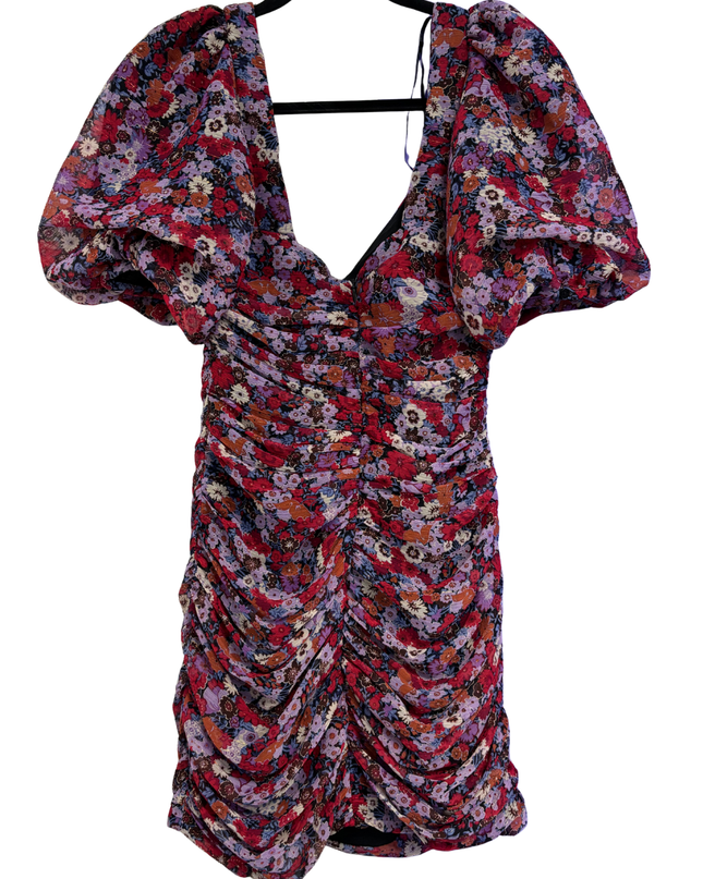Zara Multicolor Floral Ruched Mini Dress
