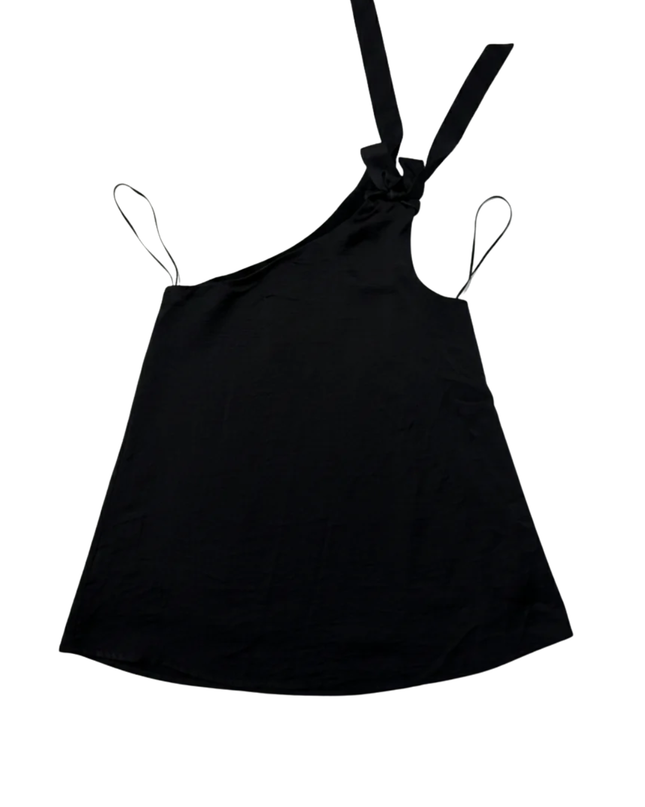 Bar III Black One-Shoulder Tie-Detail Top