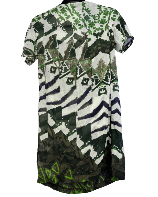 Antik Batik Green/White Sequin Embellished Abstract Print Mini Dress