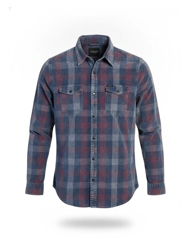 Guess Check Shirt Blue & Red Shirt