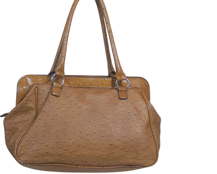 Guess Brown Ostrich-Embossed Satchel Handbag