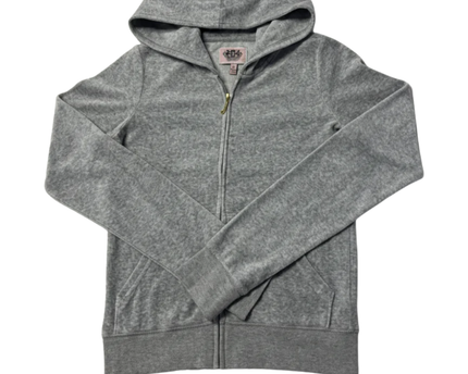Juicy Couture Grey Velour Zip-Up Hoodie with Graphic Back
