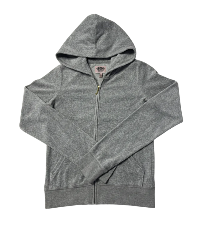 Juicy Couture Grey Velour Zip-Up Hoodie with Graphic Back
