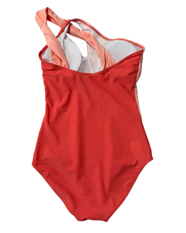 Ella by Namshi Pink One-Shoulder Color-Block Bodysuit