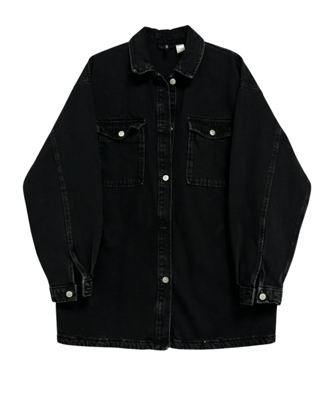 H&M Divided Black Oversized Denim Jacket