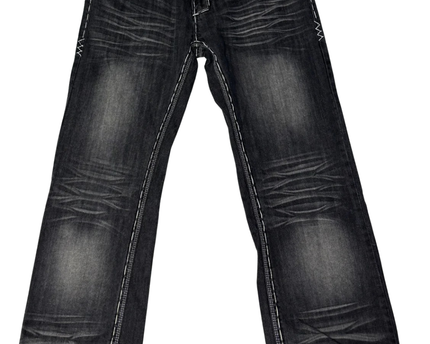 HAYDEN.K Black Distressed Contrast Stitch Wings Jeans