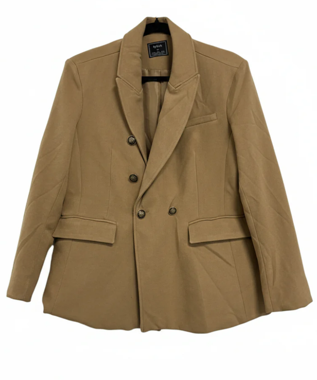 Splash Tan Double-Breasted Blazer Jacket | With Tag
