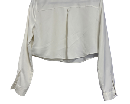 Zara White Long Sleeve Button-Up Crop Top