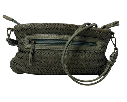 Colorado Olive Woven Leather Crossbody Handbag
