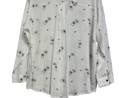 Olé by Koton White Pug Print Graphic Button-Down Shirt