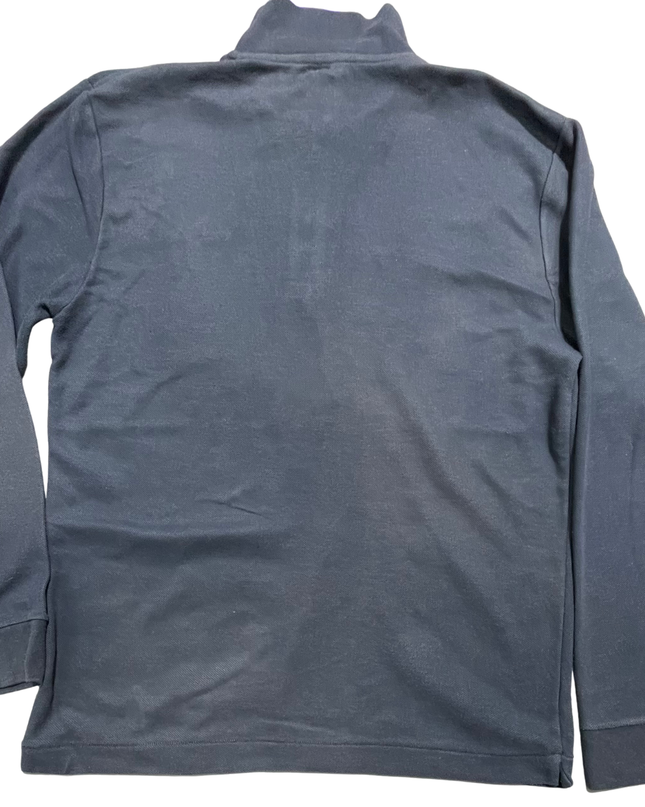 Lacoste Navy Blue Quarter-Zip Piqué Sweater