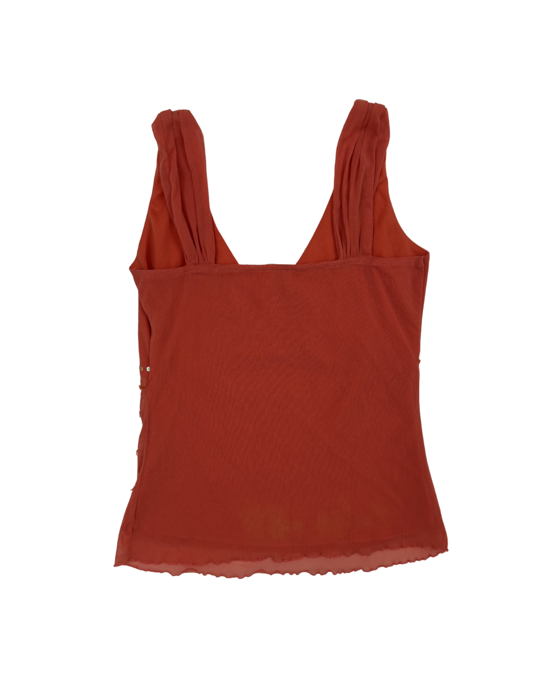 Suzy Shier Coral Red Sequin Embellished Y2K Cami Top - XXS