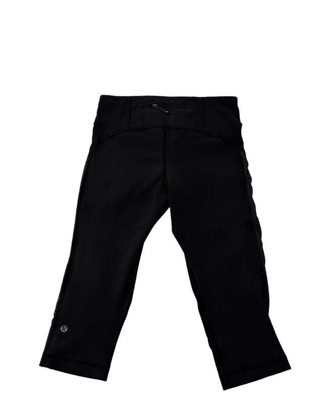 Lululemon Black Ruched Mesh Cropped Leggings
