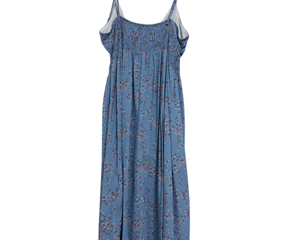 Zara Blue Floral Button-Down Smocked Midi Dress
