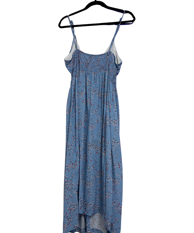 Zara Blue Floral Button-Down Smocked Midi Dress