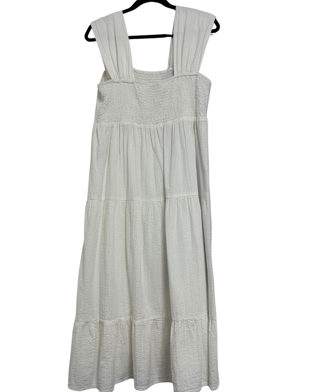 Vero Moda White Smocked Tiered Midi Dress