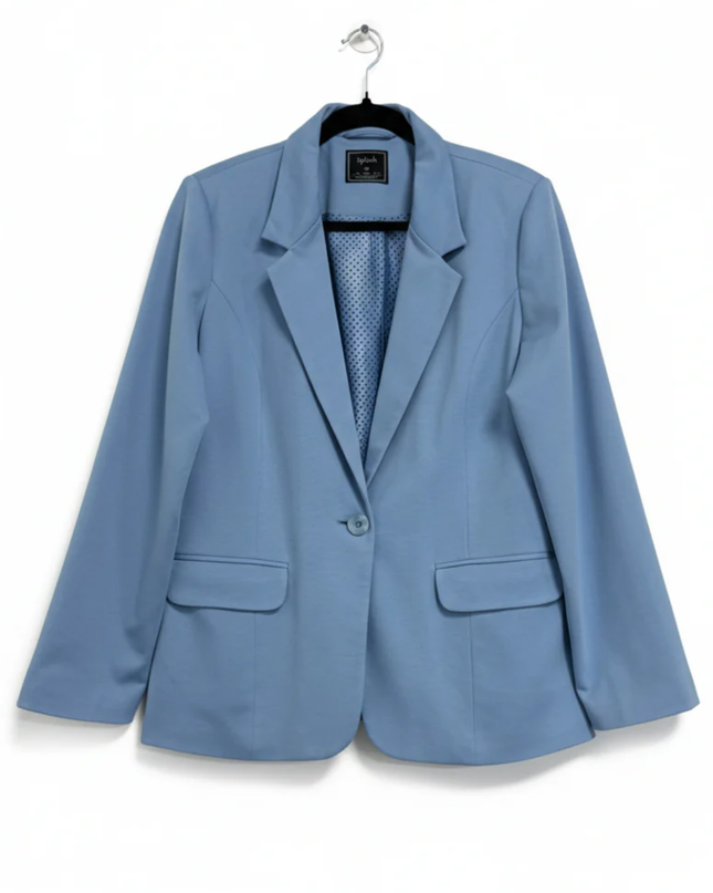 Splash Light Blue Tailored Single-Button Blazer