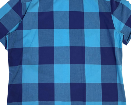 American Eagle Blue Checkered Short Sleeve Slim Fit Shirt