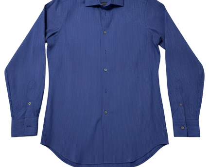 Calvin Klein Blue Striped Slim Fit Non-Iron Dress Shirt