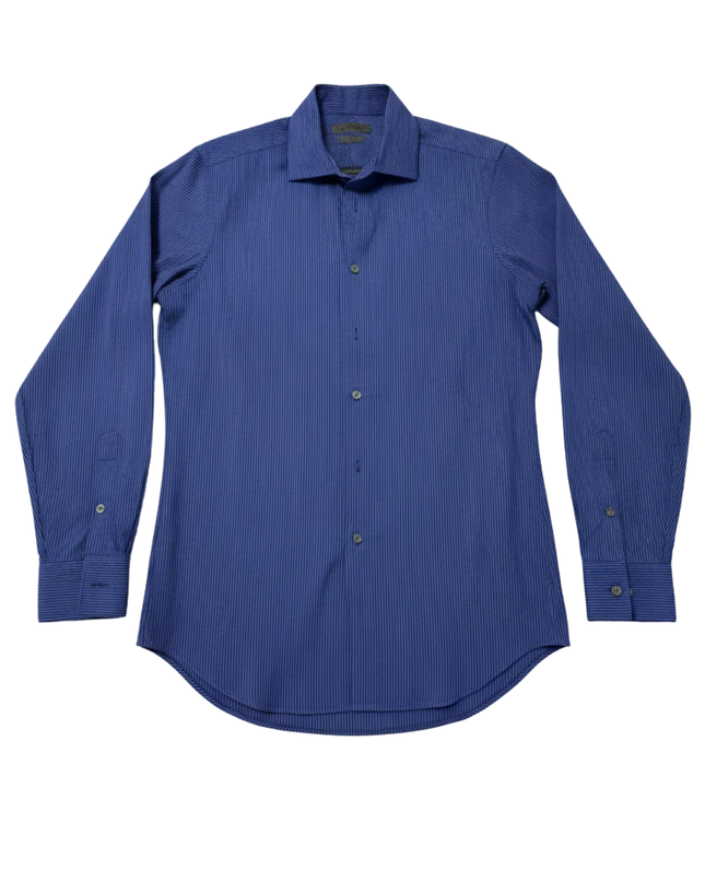 Calvin Klein Blue Striped Slim Fit Non-Iron Dress Shirt