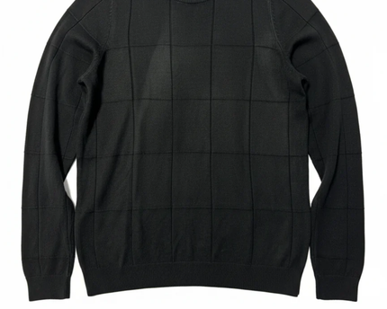 LC WAIKIKI Black Textured Grid Knit Crew Neck Sweater