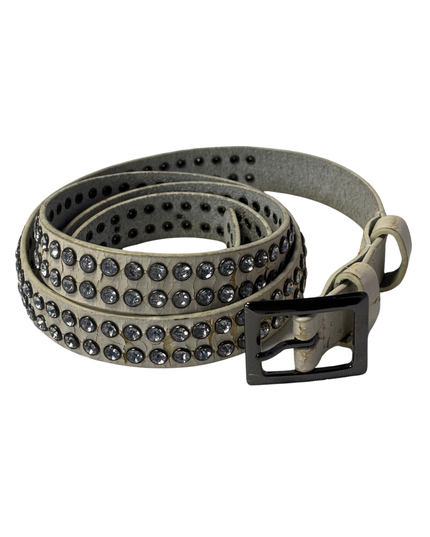 White Studded Rhinestone Belt