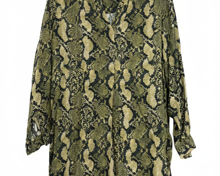 H&M Green Snake Print V-Neck Long Sleeve Blouse