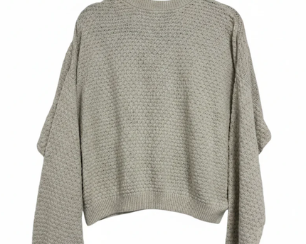 Hollister Beige Pointelle Knit Cropped Sweater