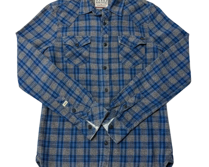 Mills Brothers Blue Checkered Western Flannel Shirt
