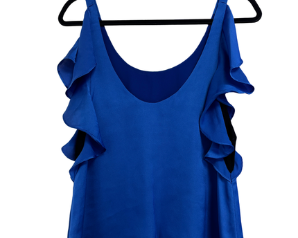 Ladakh Royal Blue Cascading Ruffle Sleeveless Tank Top