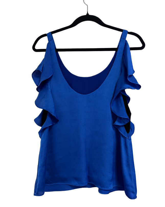 Ladakh Royal Blue Cascading Ruffle Sleeveless Tank Top